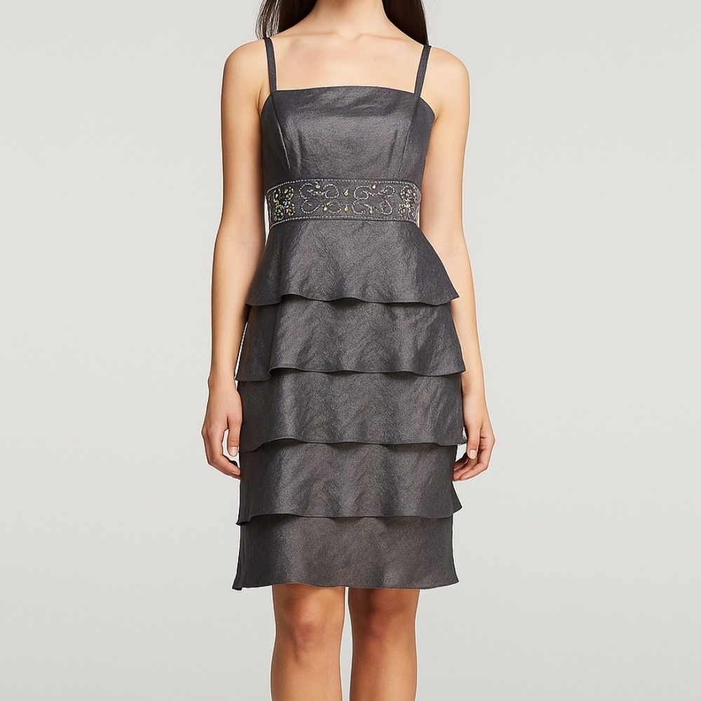 David's Bridal Tiered Metallic Dress Size 16